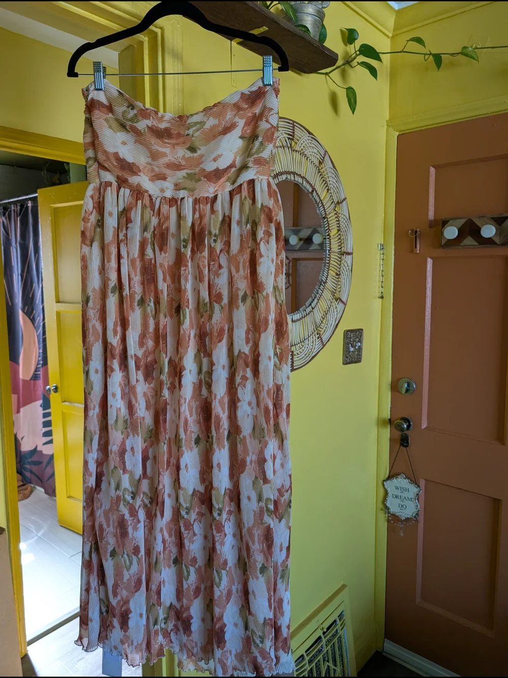 Abercrombie & Fitch Peach Floral Strapless Maxi Dress